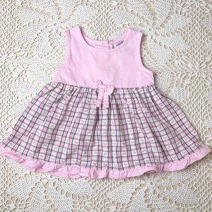 Vintage 1990s Youngland Baby Girl 18 Months Pink Homespun Terrier Pup Sun Dress